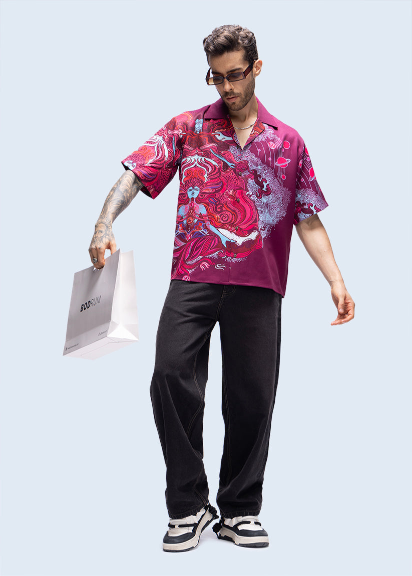 Front view of cosmic print tee