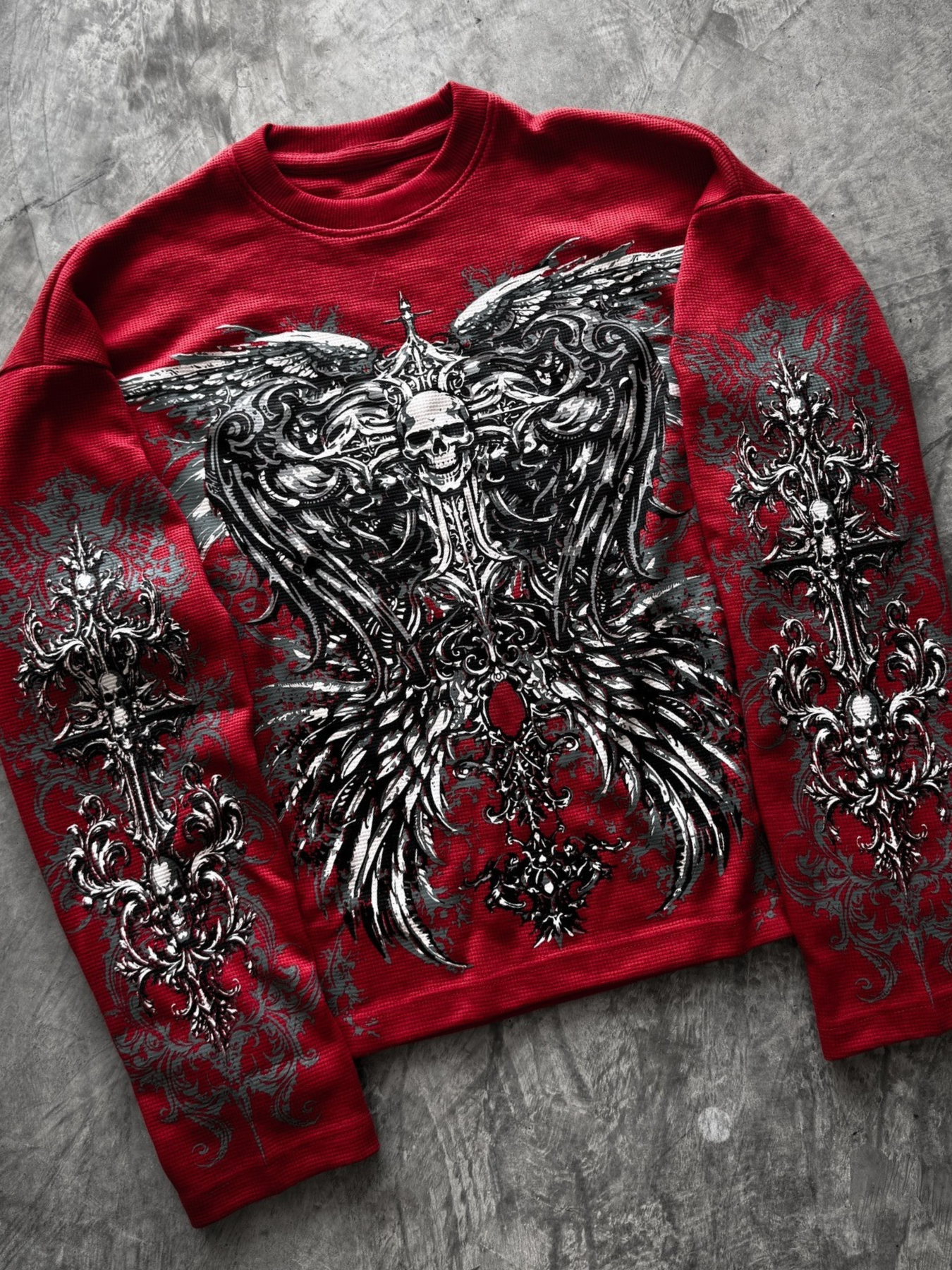 CRIMSON RELIC WAFFLE KNIT