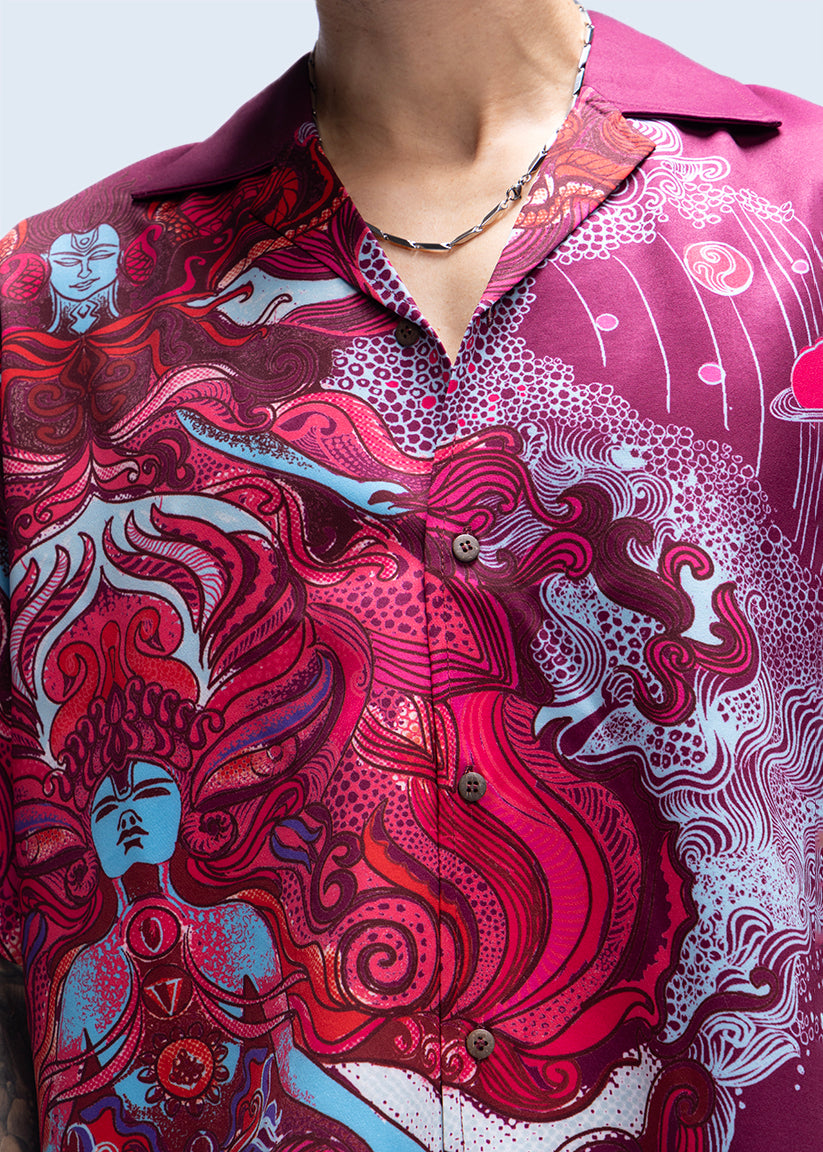 Flat lay of divine print shirt